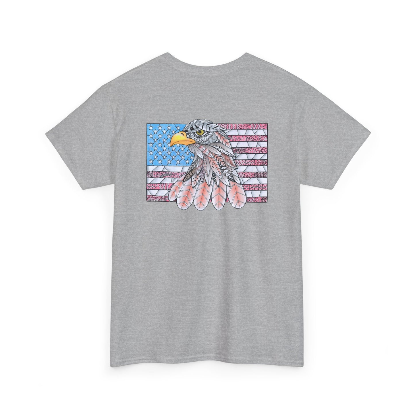 American Flag w/ Majestic Bald Eagle Heavy Cotton Tee