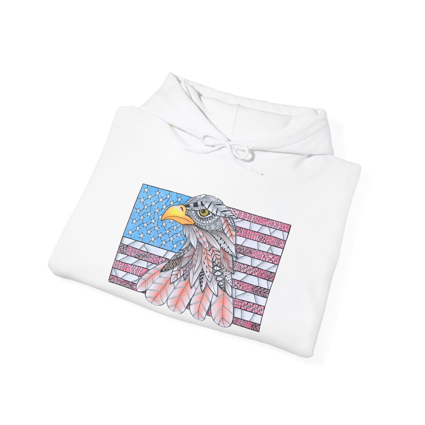 American flag w/ majestic bald eagle Heavy Blend™ Hooded Sweatshirt